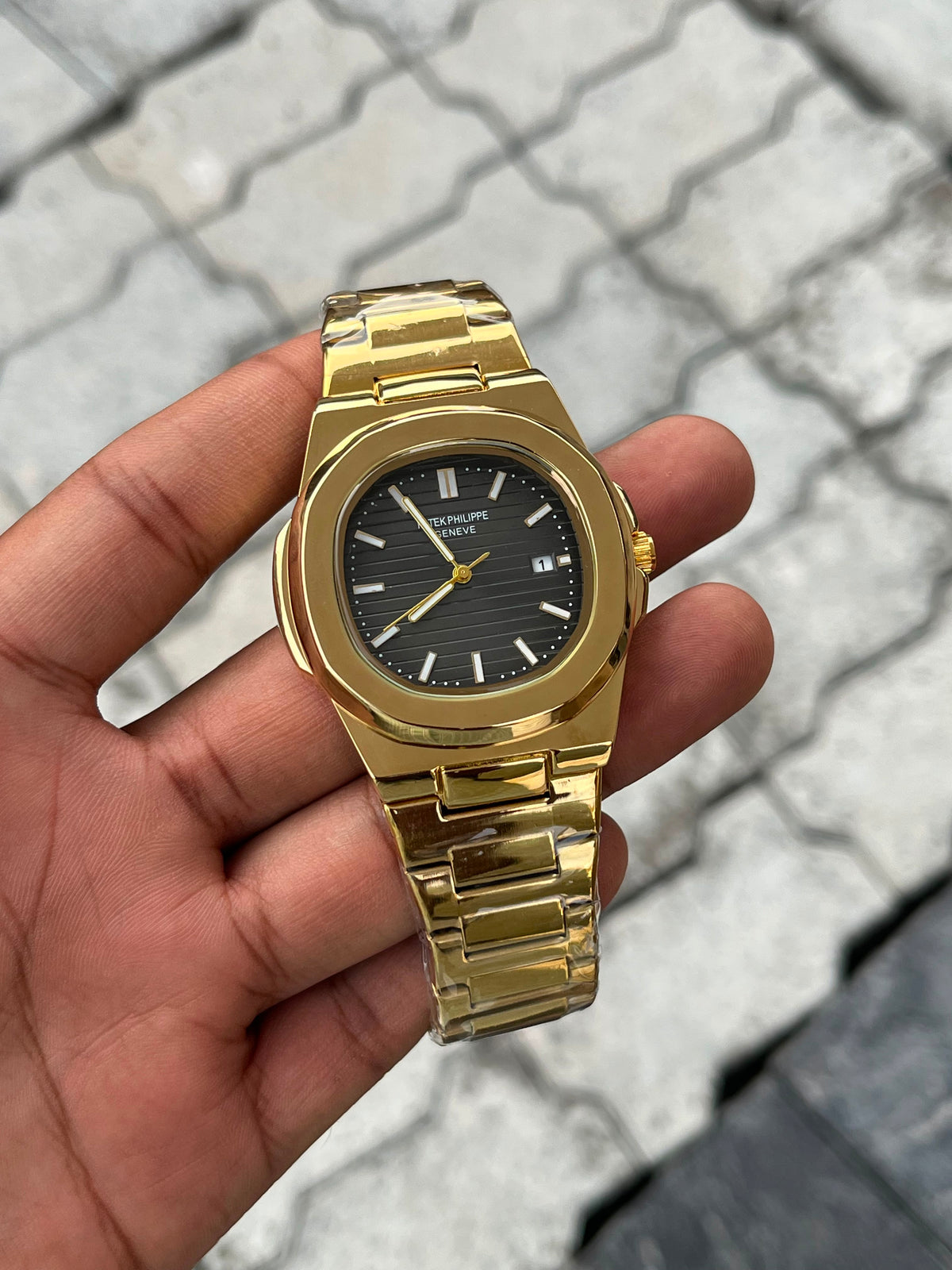 Patek Philippe Gray Dial Gold Stainless Steel Nautilus Watch
