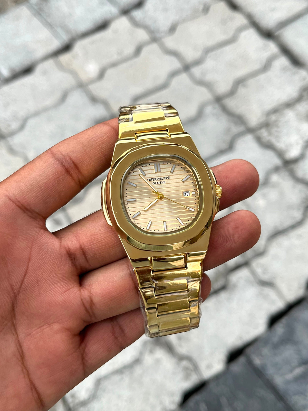 Patek Philippe Gold Dial Gold Stainless Steel Nautilus Watch