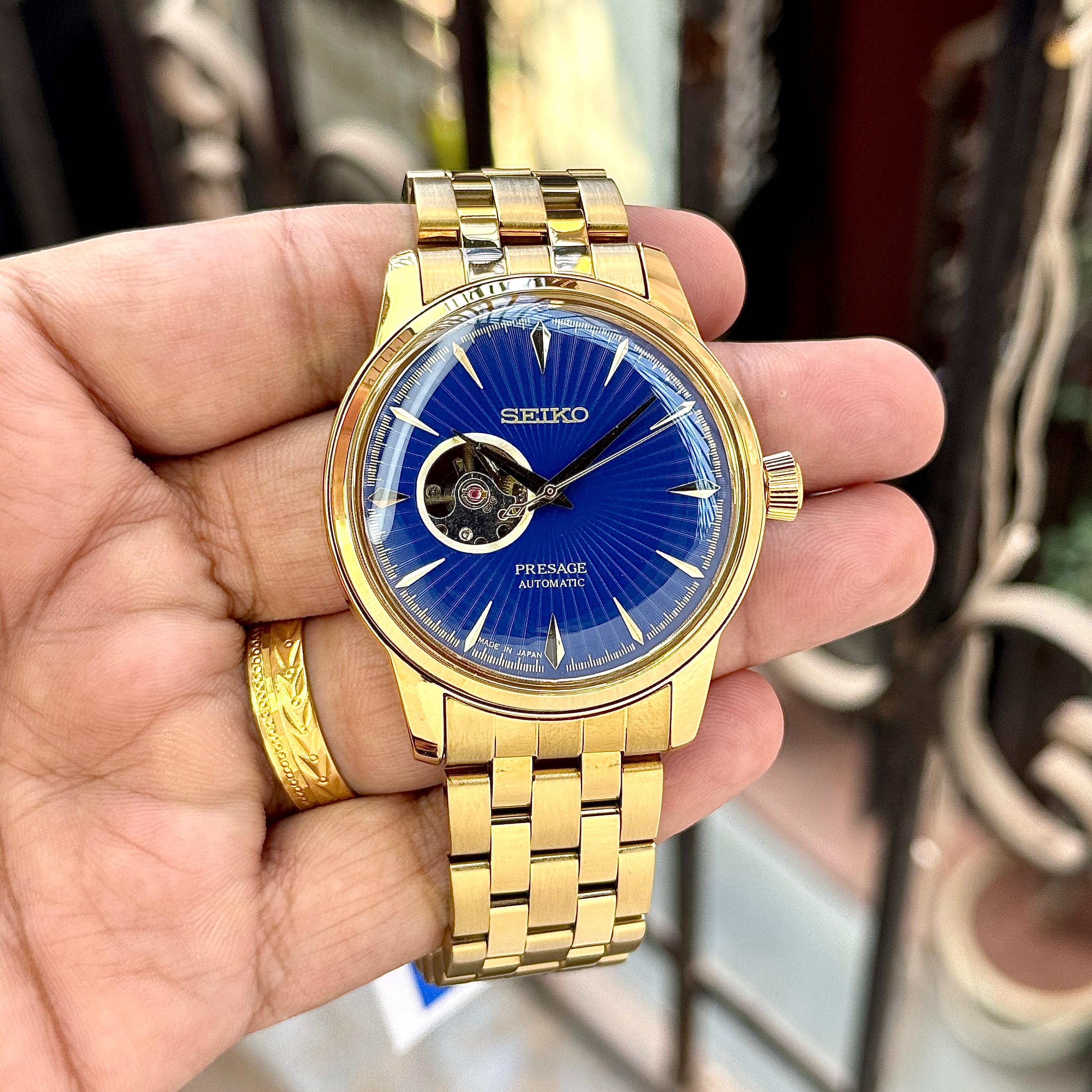 Seiko Presage Automatic Blue Gold Men's Watch