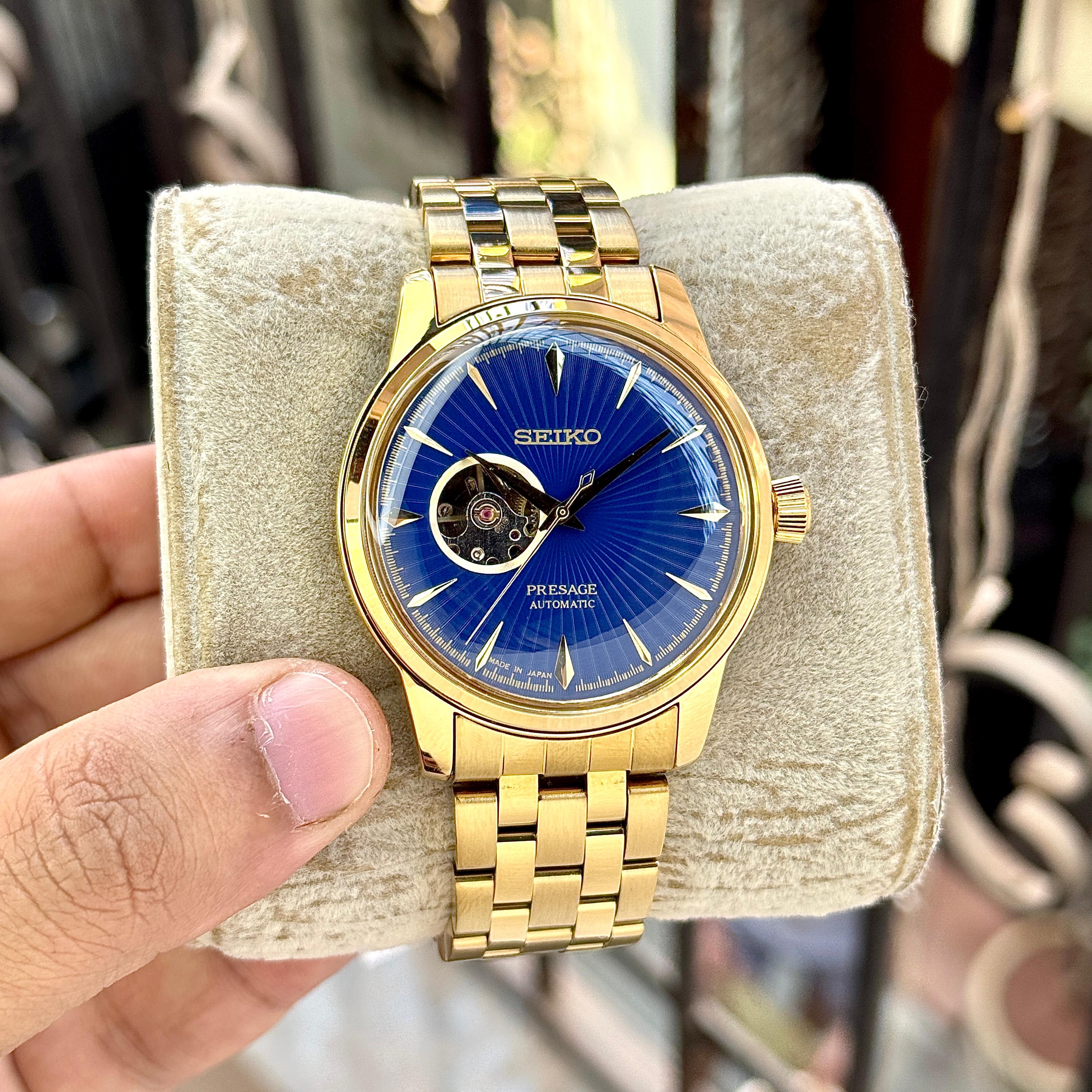 Seiko Presage Automatic Blue Gold Men's Watch