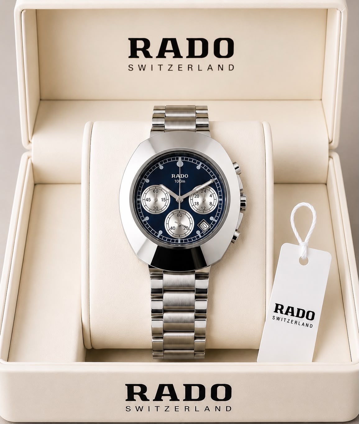 RADO Silver Chronograph – Blue Dial Stainless Steel Watch