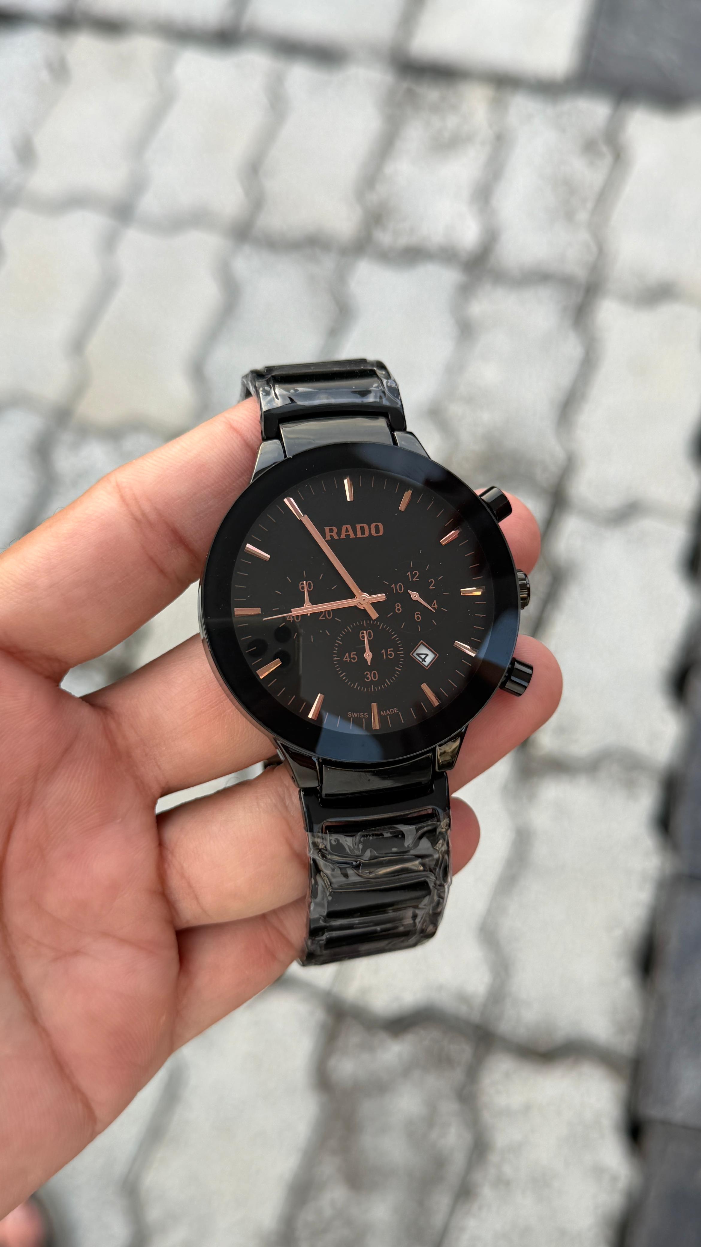 Rado Black & Rose Gold Chronograph Watch