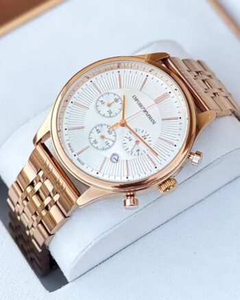 Emporio Armani Rose Gold Metal Belt Chronograph Men's Watch