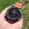 Fossil Black Dial Chronograph Leather Belt For Men's Watch