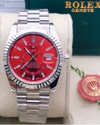 Captive Rolex Red Dial Metal Belt Analog Quartz Movement For Men's watch