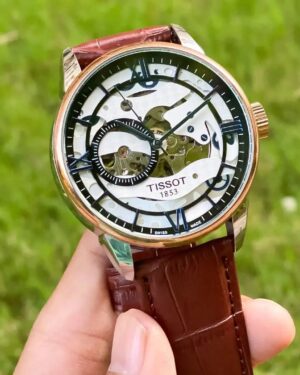 Tissot Full Automatic Brown Leather Belt Watch For Men