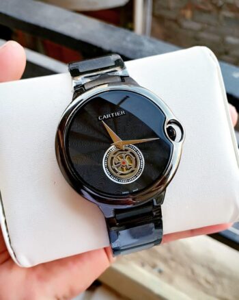 Cartier Full Black Men's Watch In Metal Belt