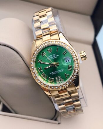 Rolex Green Dial New Diamond Stud Women’s Watch