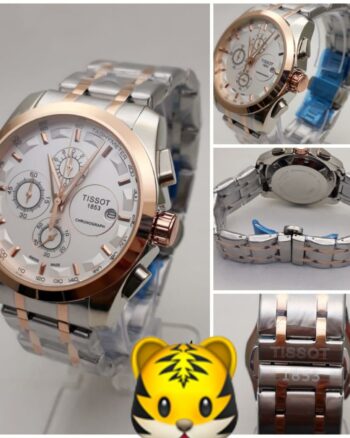 Premium Tissot Gold Bezel Chronograph Men's Watch
