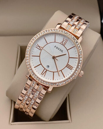 Fossil White Dial Dimonds Watch For Women