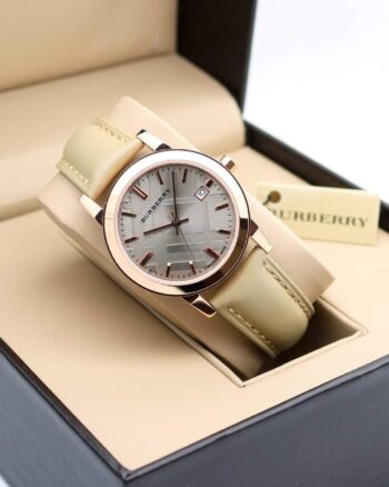 Burberry Nude Gray Gold Bezel Women’s Watch