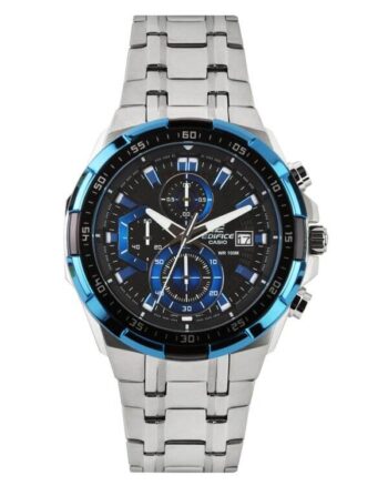 Edifice Premium Chronograph Silver Metal Belt Men's Watch In Blue