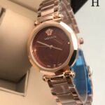 Versace Brown Dial Rose Gold Metal Strap Women's Watch