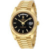 Rolex Day-Date Oyster Black Dial Gold Metal Strap Watch For Men