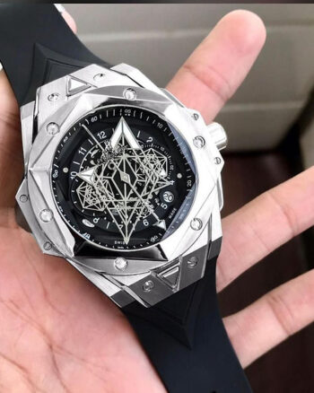 Hublot Black & Silver Date Working Model For Men's Watch