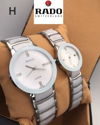 Round Luxury Premium Rado Couple Watches In Classic White
