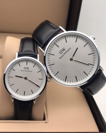 Daniel Wellington Black Leather Belt Couple Watch