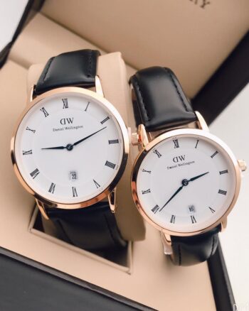 Daniel Wellington Black Leather Strap Premium Couple Watch