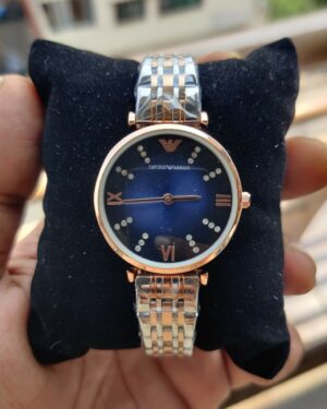 Emporio Armani Diamond Stud Blue Dial Women's Watch