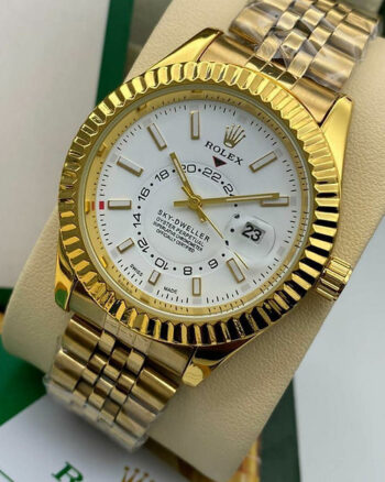 Rolex White Dial Metal Belt For Men's watch