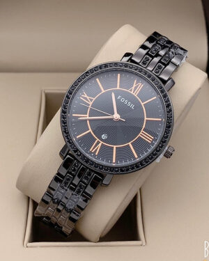 Fossil Black Dial Diamonds Watch For Women