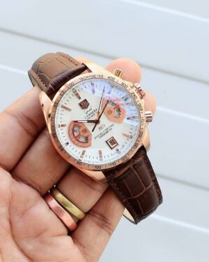Branded Tag Heuer Diagno Brown Chronograph Multi Dial Leather Men's Watch