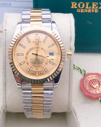 Classic Rolex Gold Dial Metal Belt For Men