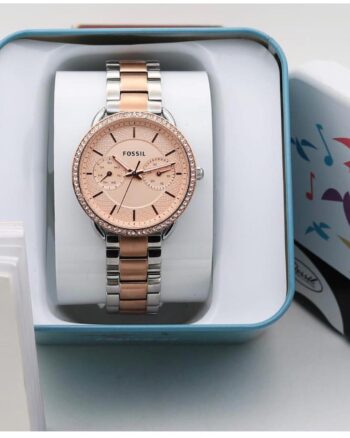 Fossil Rose Gold Dial Metal Strap Watch For Women
