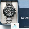 Edifice Premium Chronograph Silver Metal Belt Black Watch For Men