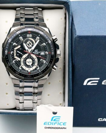 Edifice Premium Chronograph Silver Metal Belt Black Watch For Men