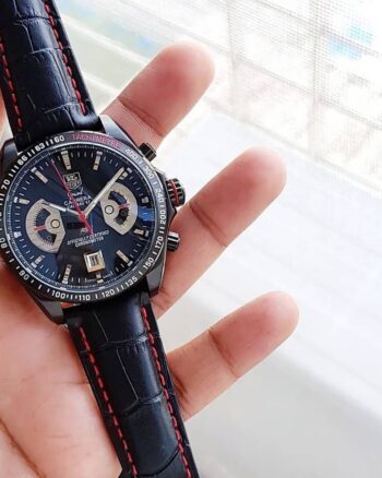 Casual Tag Heuer Diagno Grey Chronograph Multi Dial Leather Men's Watch for Gift
