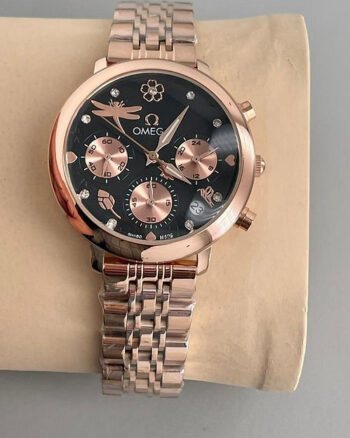 Omega Black & Rose Gold watch For Women's