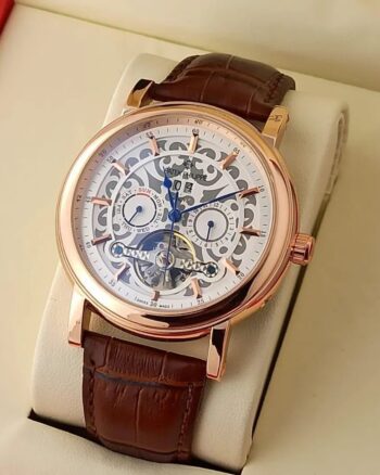 Patek Philippe Tourbillon Brown Leather Belt Automatic Movement Watch