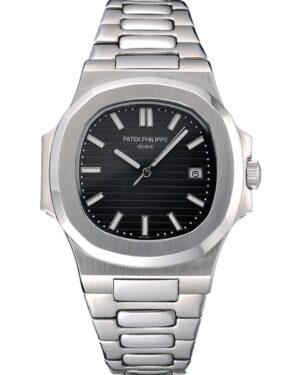 Royal Patek Philippe Black Silver Metal Belt Men's Watch