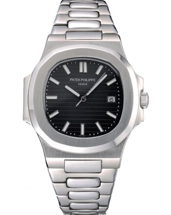 Royal Patek Philippe Black Silver Metal Belt Men's Watch