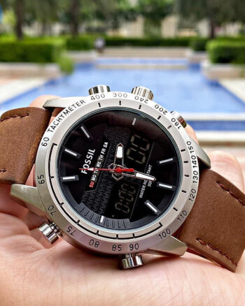 Fossil Black Dial Chronograph Leather Belt Analog For Men's Watch