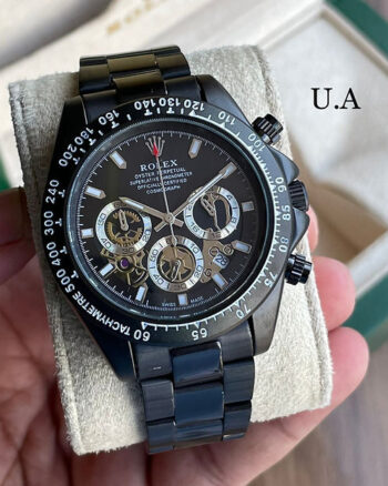 Rolex  Black Dial All Chronograph Working Watch For Men