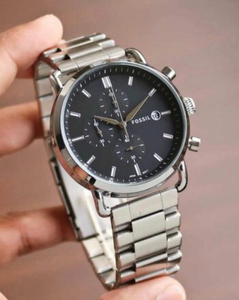 Spectacular Fossil Black Dial Chronograph Watch For Men