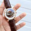 Automatic Rose Gold Transparent Dial Leather Strap Patek Philippe Watch