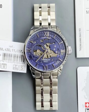 Tissot Navy Blue Dial Full Automatic Silver Belt Men's Watch