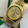 Rolex Gold Dial Metal Belt For Men's watch