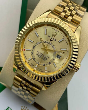 Rolex Gold Dial Metal Belt For Men's watch