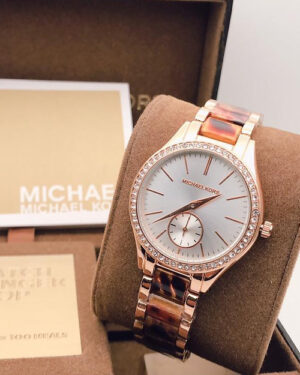 Michael Kors White Dial Analog Diamond Metal Belt Women's Watch