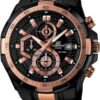 Edifice Chronograph Black And Rose Gold Metal Strap Men's Watch