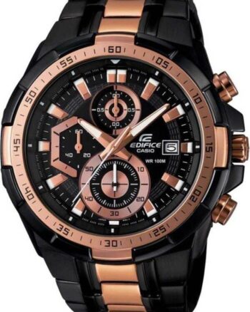 Edifice Chronograph Black And Rose Gold Metal Strap Men's Watch
