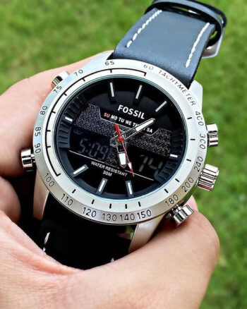 Fossil Black Dial Chronograph Leather Belt Analog Digital  Men's Watch
