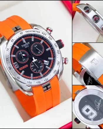 Tissot Black Dial Chronograph Rubber Belt Watch For Men
