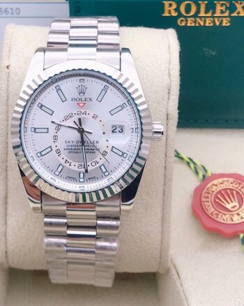Branded Rolex White Dial Metal Belt Analog Quartz Movement For Men's watch