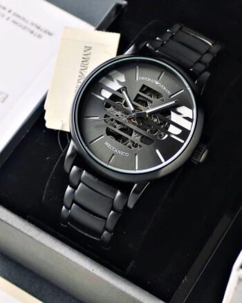 Emporio Armani Black Metal Belt Chronograph Watch For Men
