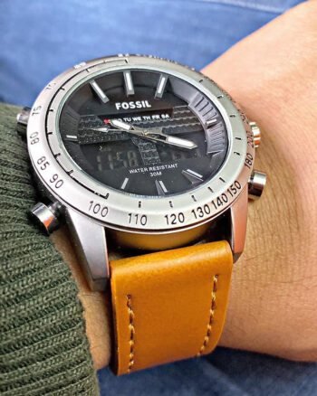 Fossil Black Dial Chronograph Leather Belt Analog For Men's Watch
